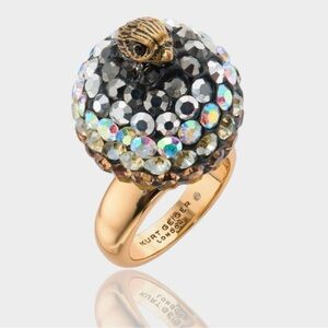 Kurt Geiger 🪢 NIB Gold-Tone Pave Bubble Dome Ring Size M/L